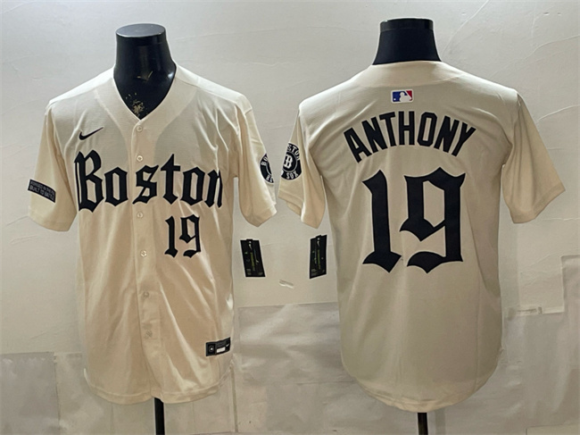 Men's Boston Red Sox #19 Roman Anthony Cream Gothic Vapor Limited Stitched Baseball Jersey